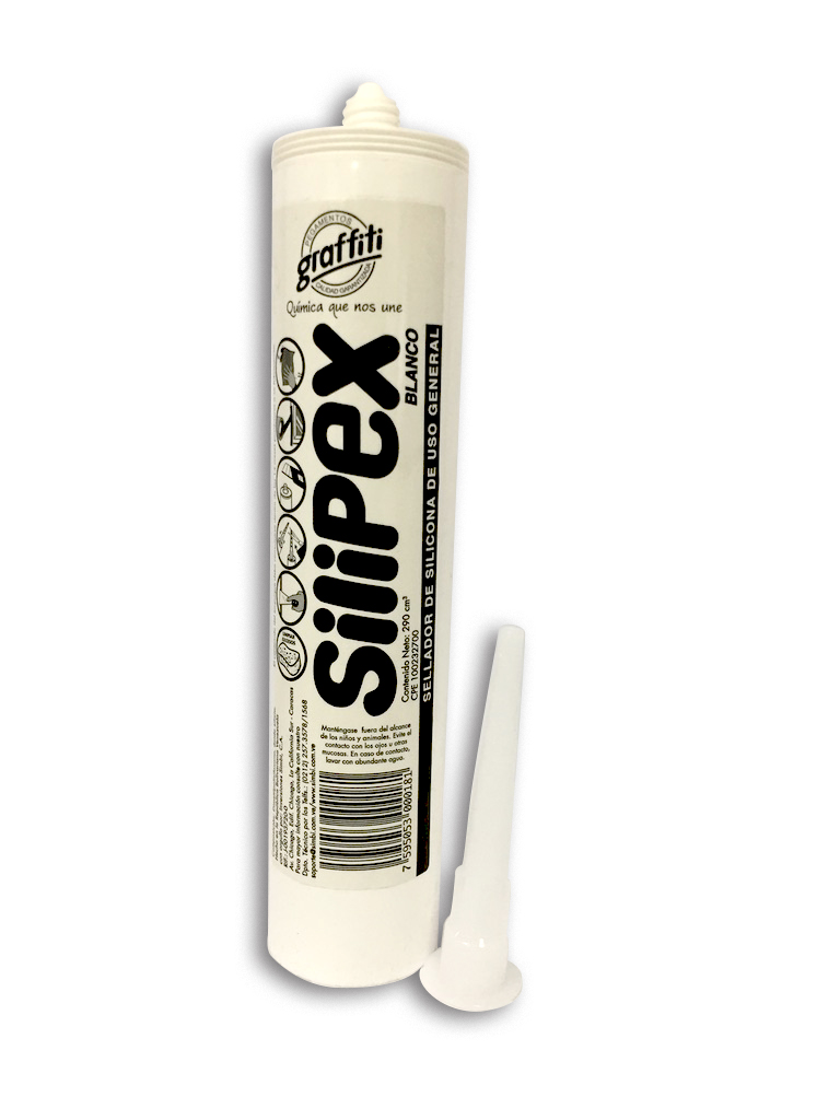 SILICON BLANCO CARTUCHO DE 280 ML DE USO GENERAL COD. 010015 REF.1020303024 MARCA SILIPEX