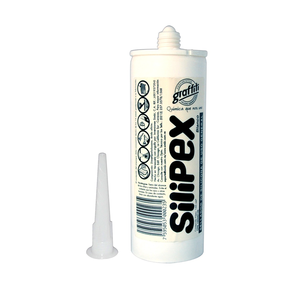 SILICON BLANCO CARTUCHO DE 145 ML DE USO GENERAL COD. 010010 REF. 1020303054 MARCA SILIPEX