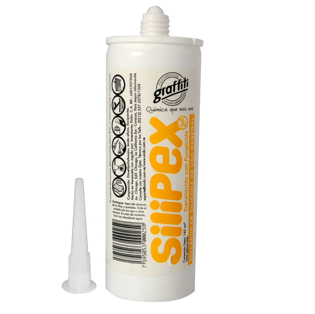 SILICON TRANSLUCIDO C/FUNGICIDA CARTUCHO 145ML USO GENERAL COD.000259 REF. 1020112054 MARCA SILIPEX