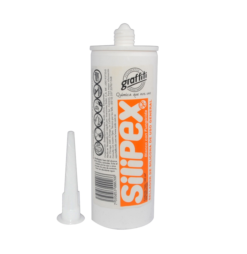 SILICON BLANCO C/FUNGICIDA CARTUCHO DE 145 ML DE USO GENERAL COD.000266 REF.1020303034 MARCA SILIPEX