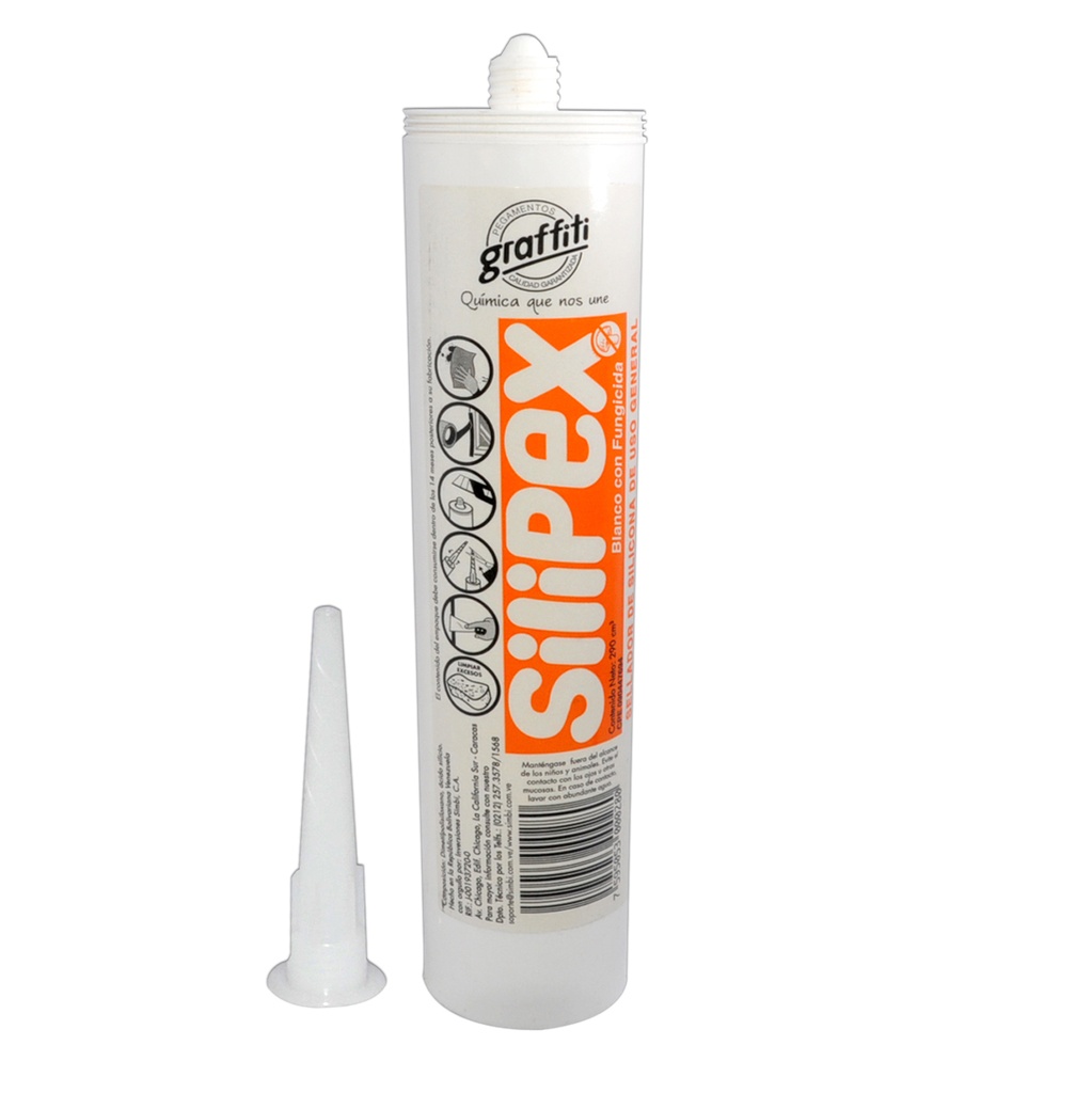 SILICON BLANCO C/FUNGICIDA CARTUCHO DE 280 ML DE USO GENERAL COD.102593 REF.1020202014 MARCA SILIPEX
