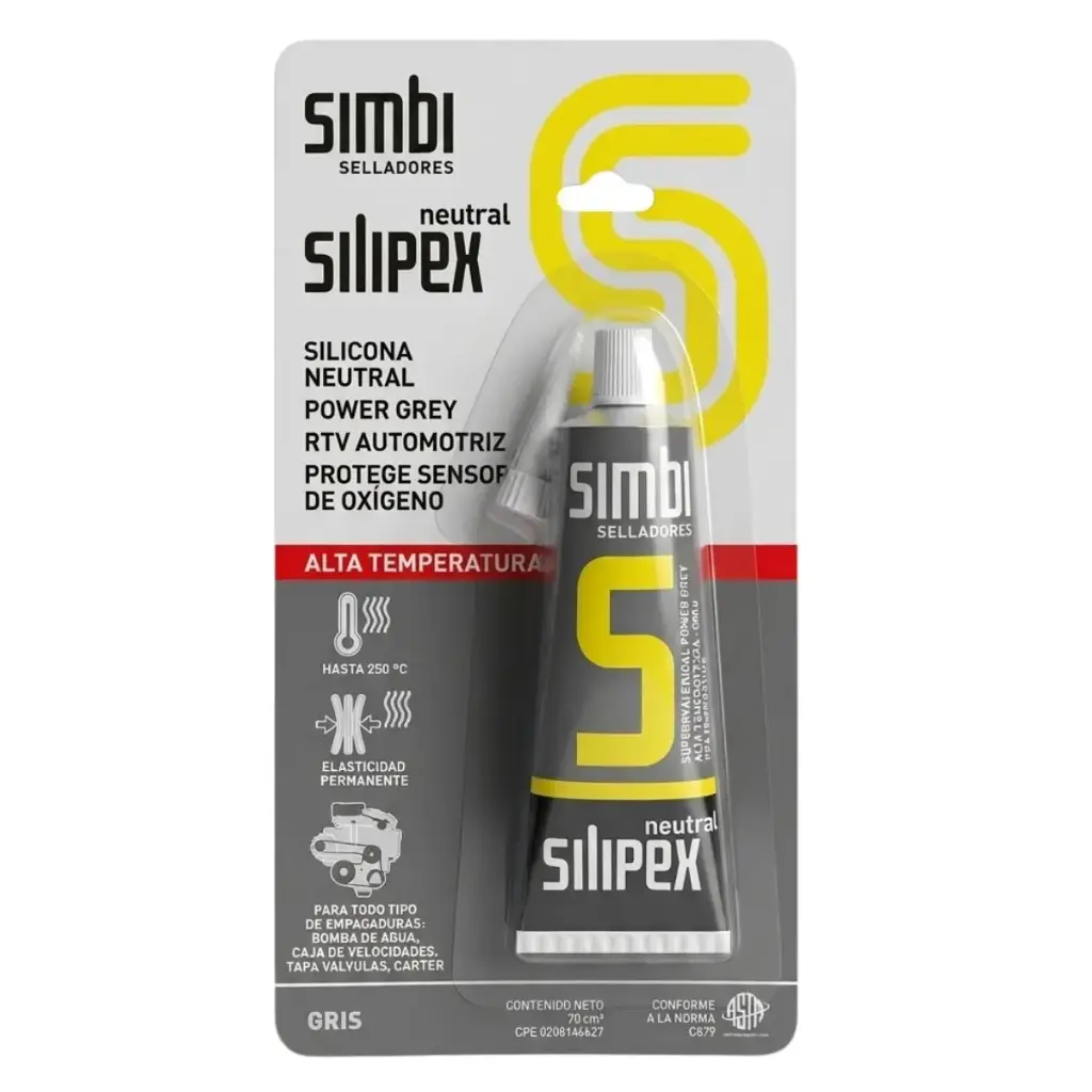SILICON GRIS OXIMICO AUTOMOTRIZ TUBO DE 70 ML P70G COD.000310 REF. 1020152014 / 1020152034 SILIPEX