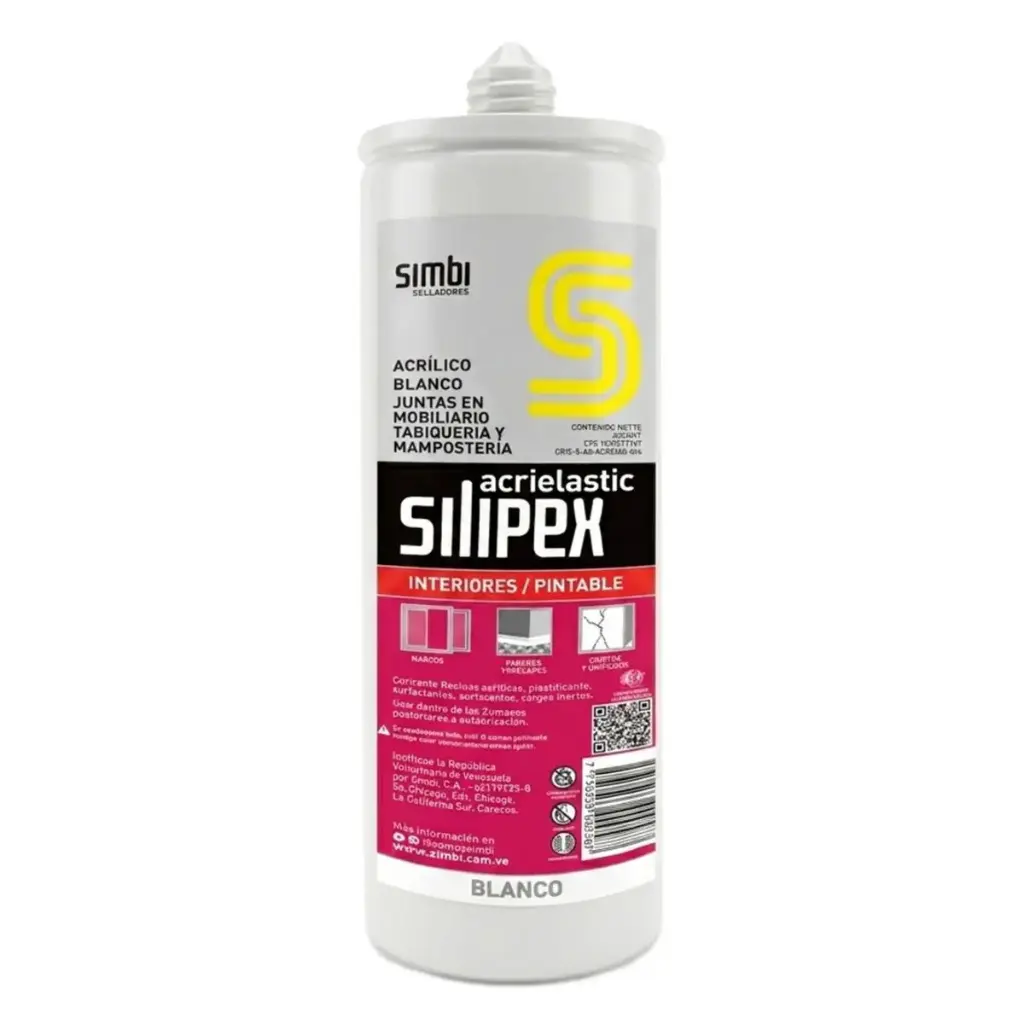SILICON BLANCO ACRIELASTIC CON FUNGICIDA CARTUCHO DE 145 ML COD.001287 REF. 1050304004 / 010001 MARCA SILIPEX