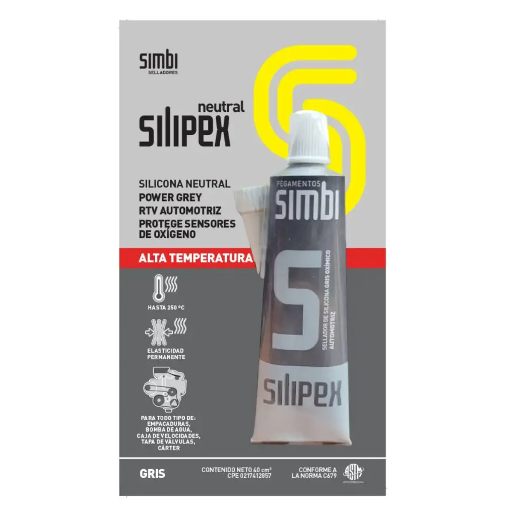 SILICON GRIS OXIMICO AUTOMOTRIZ MICRO TUBO DE 40ML MOD-SS0X40 REF. 001294 / 1020153004 MARCA SILIPEX