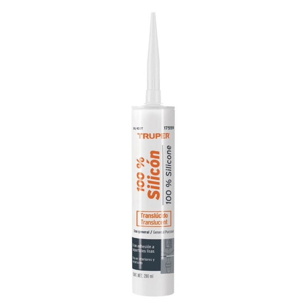 SILICON TRANSPARENTE 280 ML. MOD. REP. SIL-100T REF. 17559 MARCA TRUPER