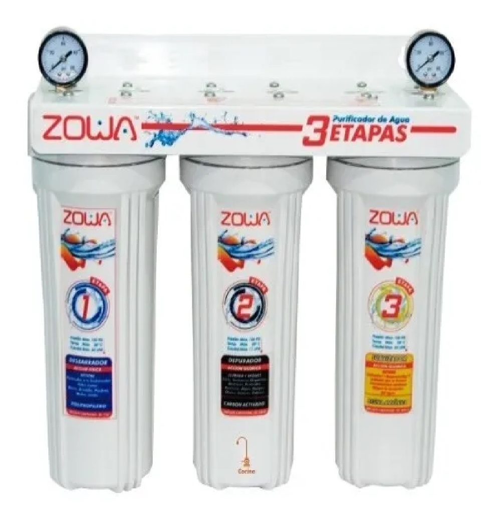 SISTEMA DE PURIFICACION 3 ETAPAS INCLUYE CUELLO+KIT DE INST+LLAVE+MANOMETRO REF.ZP-COCI-PREMIUM ZOWA ( PROMO )