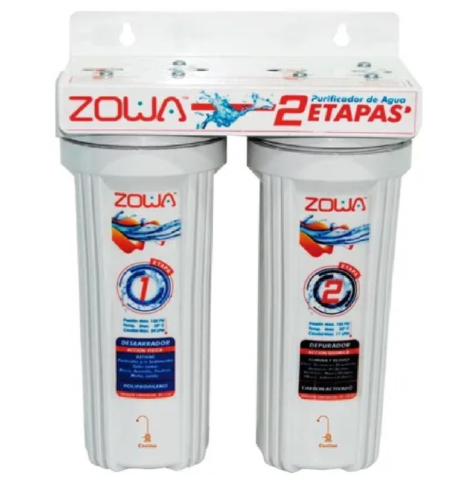 SISTEMA DE PURIFICACION 10" 2 ETAPAS INCLUYE CUELLO+KIT DE INSTALACION REF. ZP-COCI-SUPERIOR ZOWA ( PROMO )