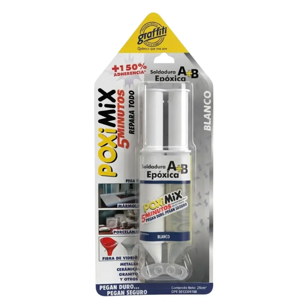 SOLDADURA / PEGA POXIMIX 5MIN JERINGA 25CM3 BLANCO REF. 000983 / 1030500014 MARCA SILIPEX