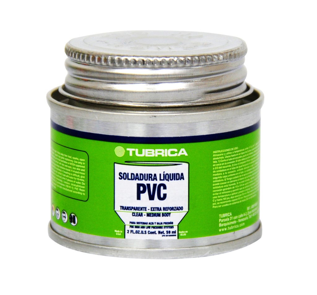 SOLDADURA P/ PVC TRANSP. MULTIPROPOSITO 1/64 GAL. / 59 ML REF. 22-43-027 COD. 7590021226327 TUBRICA