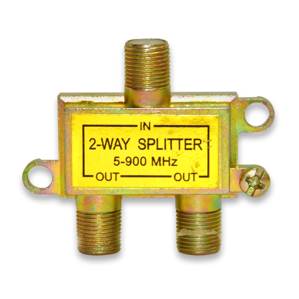 SPLITTER AMARILLO 1 ENTRADA Y 2 SALIDAS PARA CABLE RG6 COAXIAL UNIDAD REF. SPLS-1X2 MARCA SEMILIC