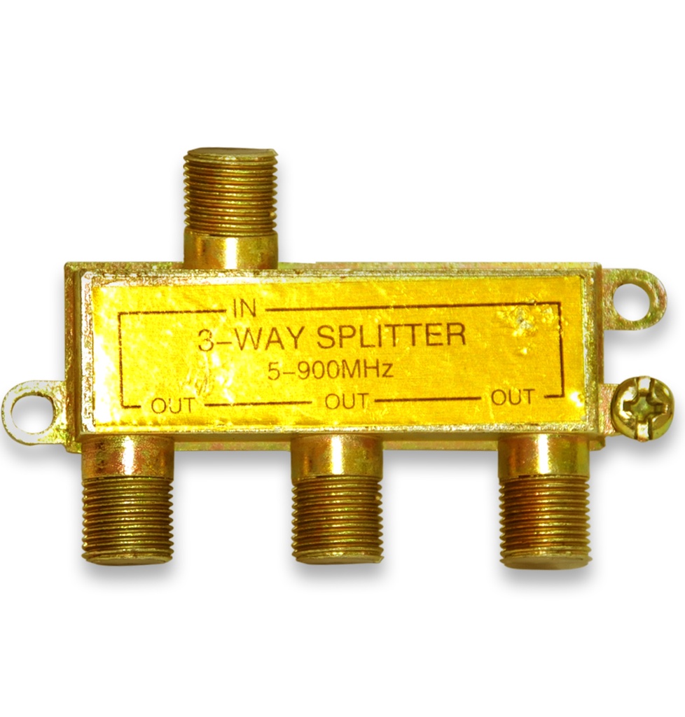 SPLITTER AMARILLO 1 ENTRADA Y 3 SALIDAS PARA CABLE RG6 COAXIAL UNIDAD REF. SPLS-1X3 MARCA SEMILIC