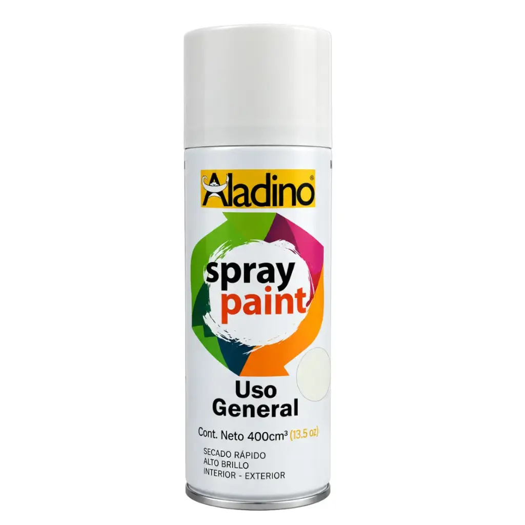 SPRAY AERESOL ESMALTE COLOR BLANCO MATE DE 400 CM³ INT-EXT REF. SP01 COD 006018 MARCA ALADINO