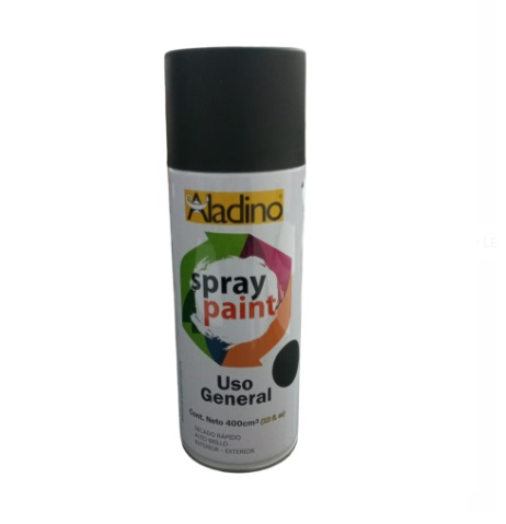 SPRAY AERESOL ESMALTE COLOR NEGRO BRILLANTE DE 400 CM³ INT-EXT REF. SP02 COD 006025 MARCA ALADINO