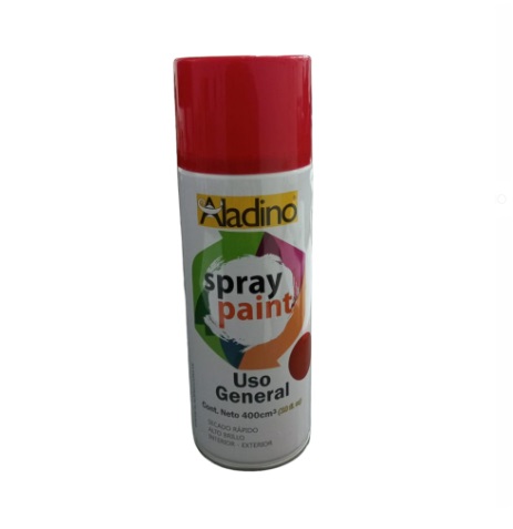 SPRAY AERESOL ESMALTE COLOR ROJO FUEGO DE 400 CM³ INT-EXT REF. SP05 COD 006056 MARCA ALADINO