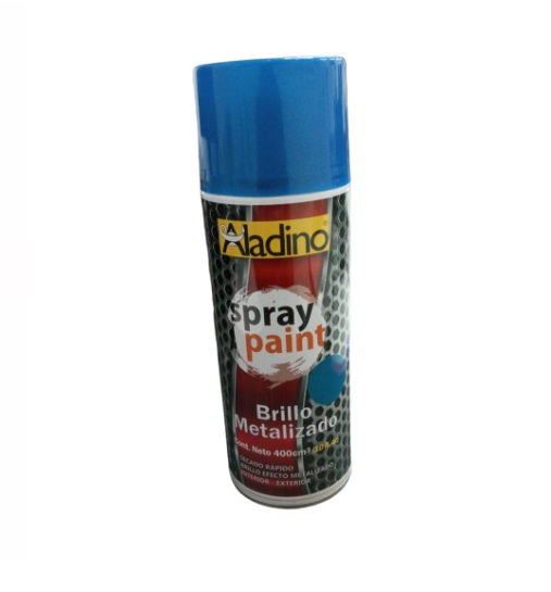 SPRAY AERESOL ESMALTE COLOR AZUL BRILLO METAL DE 400 CM³ INT-EXT REF. SP21 COD 006216 MARCA ALADINO