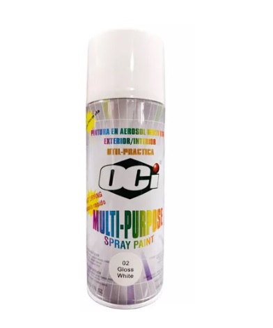 SPRAY AERESOL ESMALTE COLOR BLANCO BRILLANTE 300 ML # 02 GLOSS WHITE REF. OCI-SPRAY-004 MARCA OCI