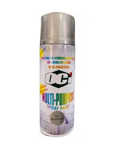 SPRAY AERESOL ESMALTE COLOR ALUMINIO BRILLANTE 300 ML # 03 ALUMINIO REF. OCI-SPRAY-005 MARCA OCI
