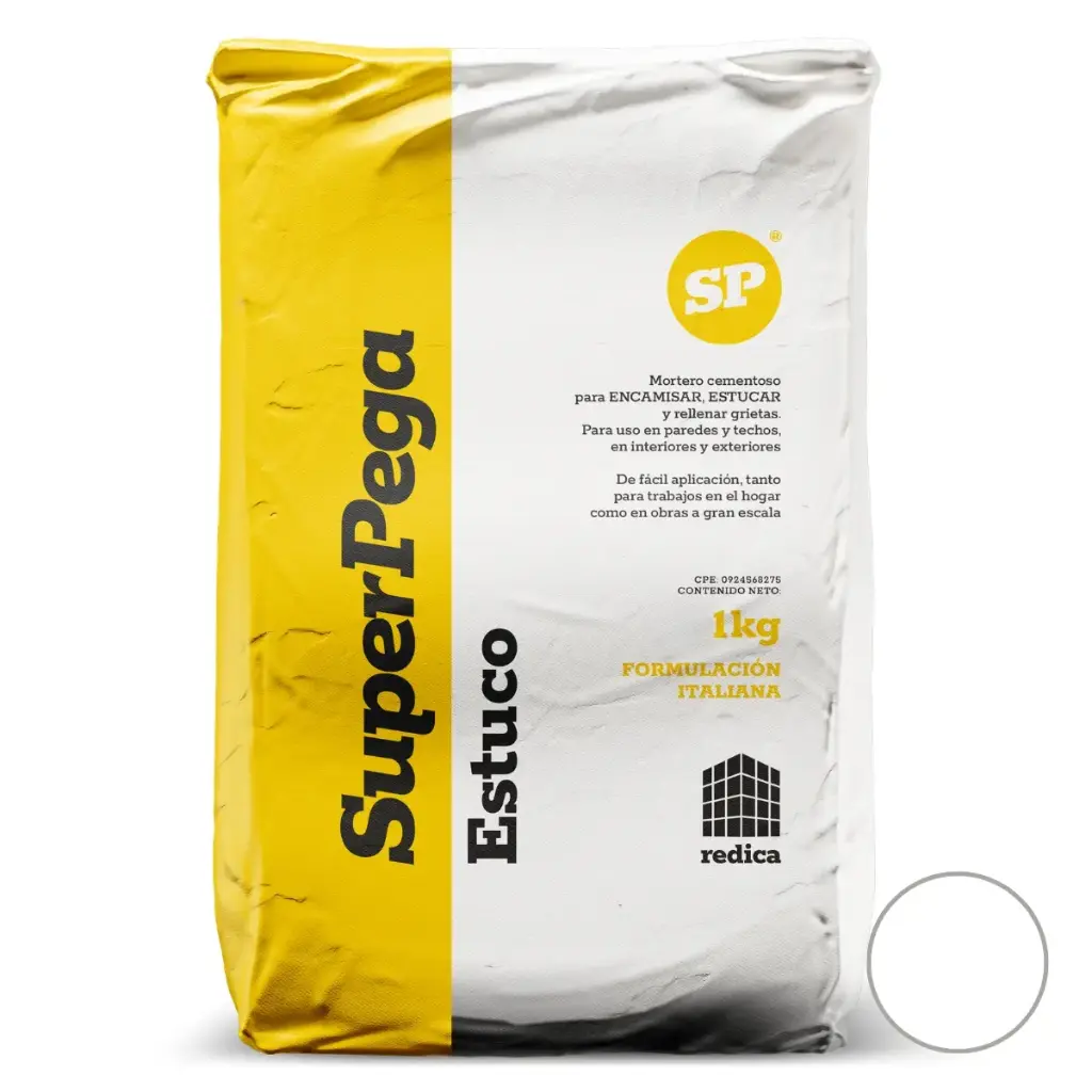 SUPER STUCCO / ESTUCO WALL SUPER LISO / RELLENADOR DE GRIETAS 1 KG COLOR BLANCO MARCA SUPER PEGA