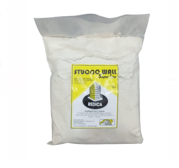 SUPER STUCCO WALL SUPER LISO / RELLENADOR DE GRIETAS 1 KG COLOR BLANCO MARCA SUPER PEGA