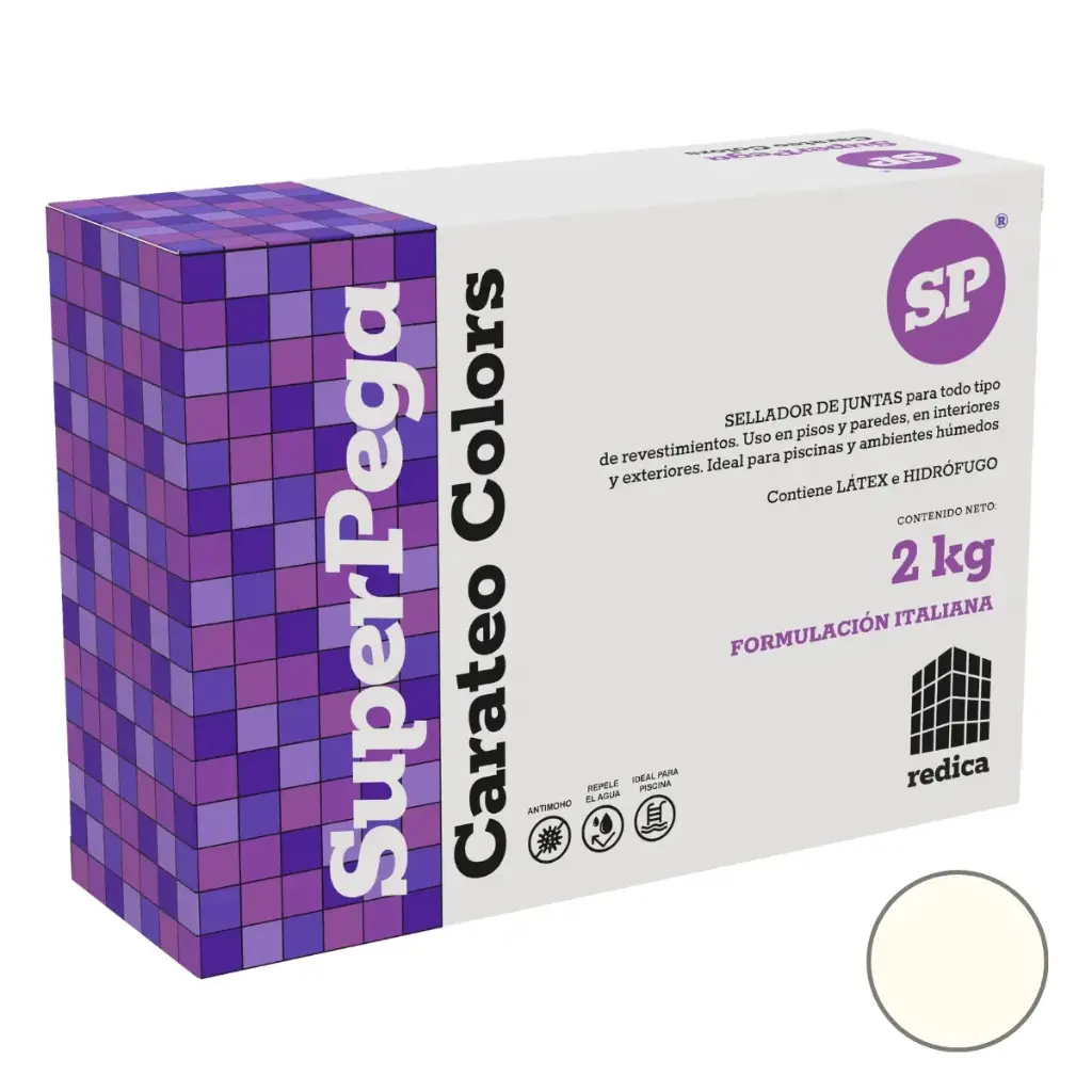 SUPER STUCCO GROUT CARATEO / SELLADOR DE JUNTAS 2 KG COLOR BLANCO MARCA SUPER PEGA 