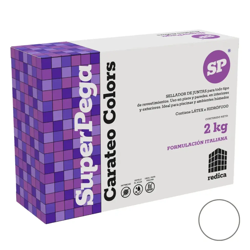SUPER STUCCO GROUT CARATEO / SELLADOR DE JUNTAS 2 KG COLOR BLANCO ANTARTIDA MARCA SUPER PEGA 