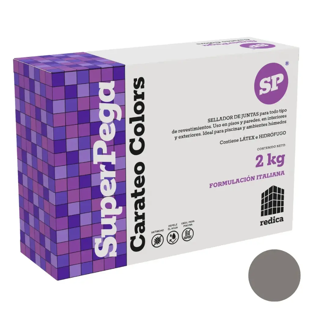 SUPER STUCCO GROUT CARATEO / SELLADOR DE JUNTAS 2 KG COLOR GRIS MARCA SUPER PEGA 