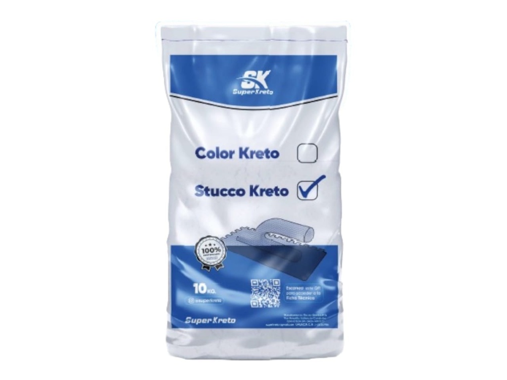 STUCCO KRETO MORTERO A BASE DE AGREGADOS Y ADITIVOS ESPECIALES SACO 10 KG GRIS SUPER KRETO