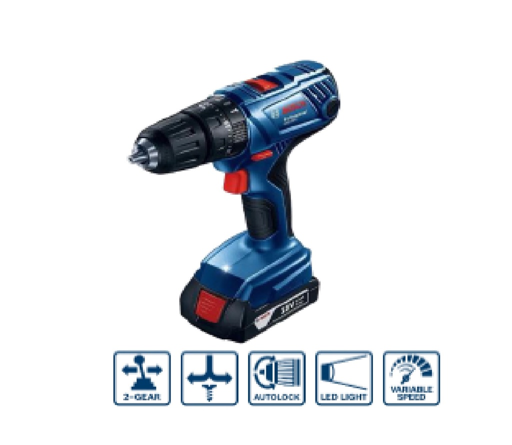 TALADRO PERCUTOR INALAMBRICO 1/2" 18 V 1.5 AH 1 BAT+CARG. REF.GSB180-LI / 865390 MARCA BOSCH