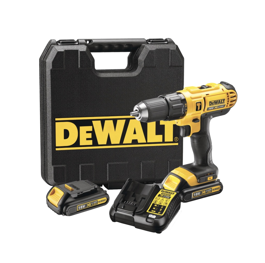 TALADRO PERCUTOR ATORNILLADOR 1/2" INALAMBRICO 20 V C/BATERIA C/MALETA REF. DCD776C2 MARCA DEWALT