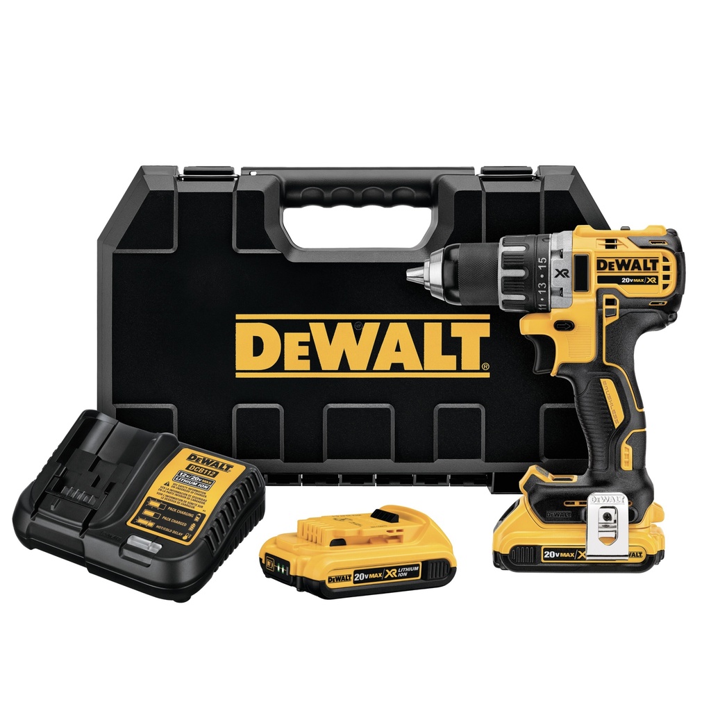 TALADRO PERCUTOR ATORNILLADOR 1/2" INALAMBRICO 20 V C/BATERIA C/MALETA REF. DCD791D2 MARCA DEWALT