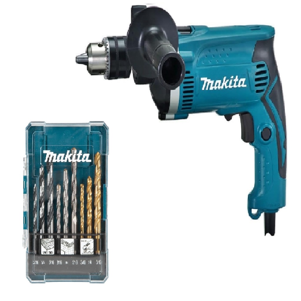 TALADRO PERCUTOR 5/8" 16MM 710 W V.V.R 0-3200 RPM + MECHAS REF. HP1630X / 00004685 / 622066 MAKITA