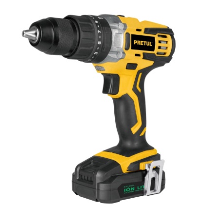 TALADRO / DESTORN INALAMB./ LITIO 1/2" 20V LED 1 BAT. CARGADOR 1500 RPM REF. 27082 MARCA PRETUL
