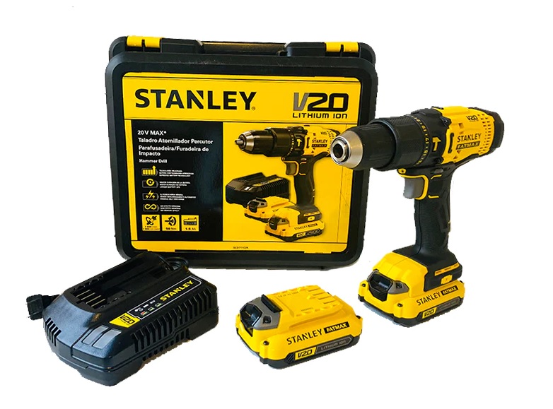TALADRO PERCUTOR 1/2" 20 V 1500 RPM + 2 BATERIAS - MALETA REF. CD711C2K / TAL-703 / MARCA STANLEY