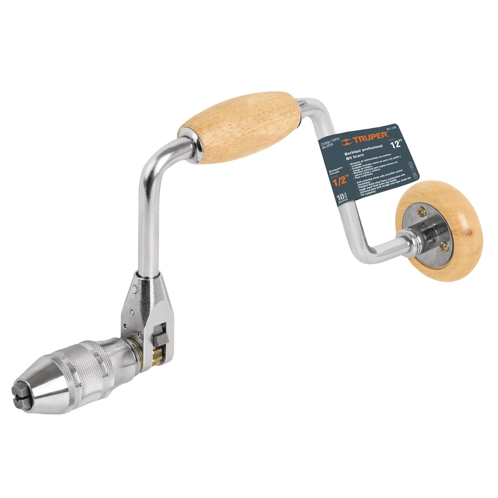 TALADRO MANUAL TIPO POMO DE MATRACA DE 12" REF. 10970 MARCA TRUPER