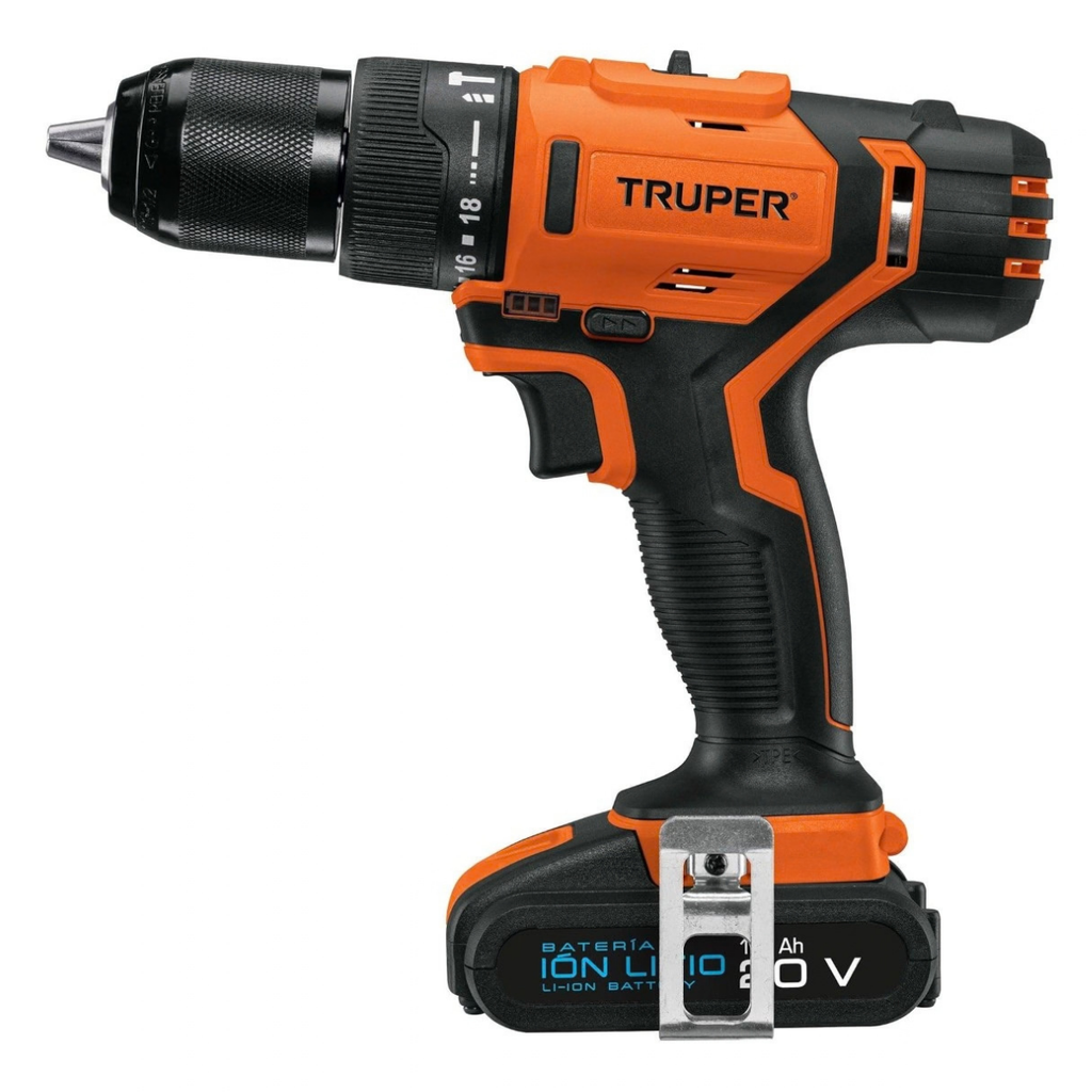 TALADRO / DESTORN INALAMB./ LITIO 1/2" 20V LED 1 BAT.CARGADOR+PTA 1400RPM REF. 18155 MARCA TRUPER