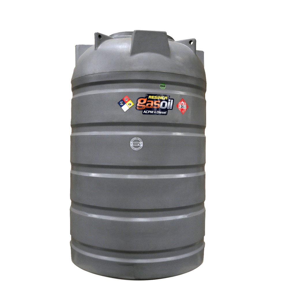 TANQUE DE GASOIL CAP. 2.000 LTS MOD. JUMBO TANQUE (1.20 X 1.90 MTS) GRIS MARCA RESINCA
