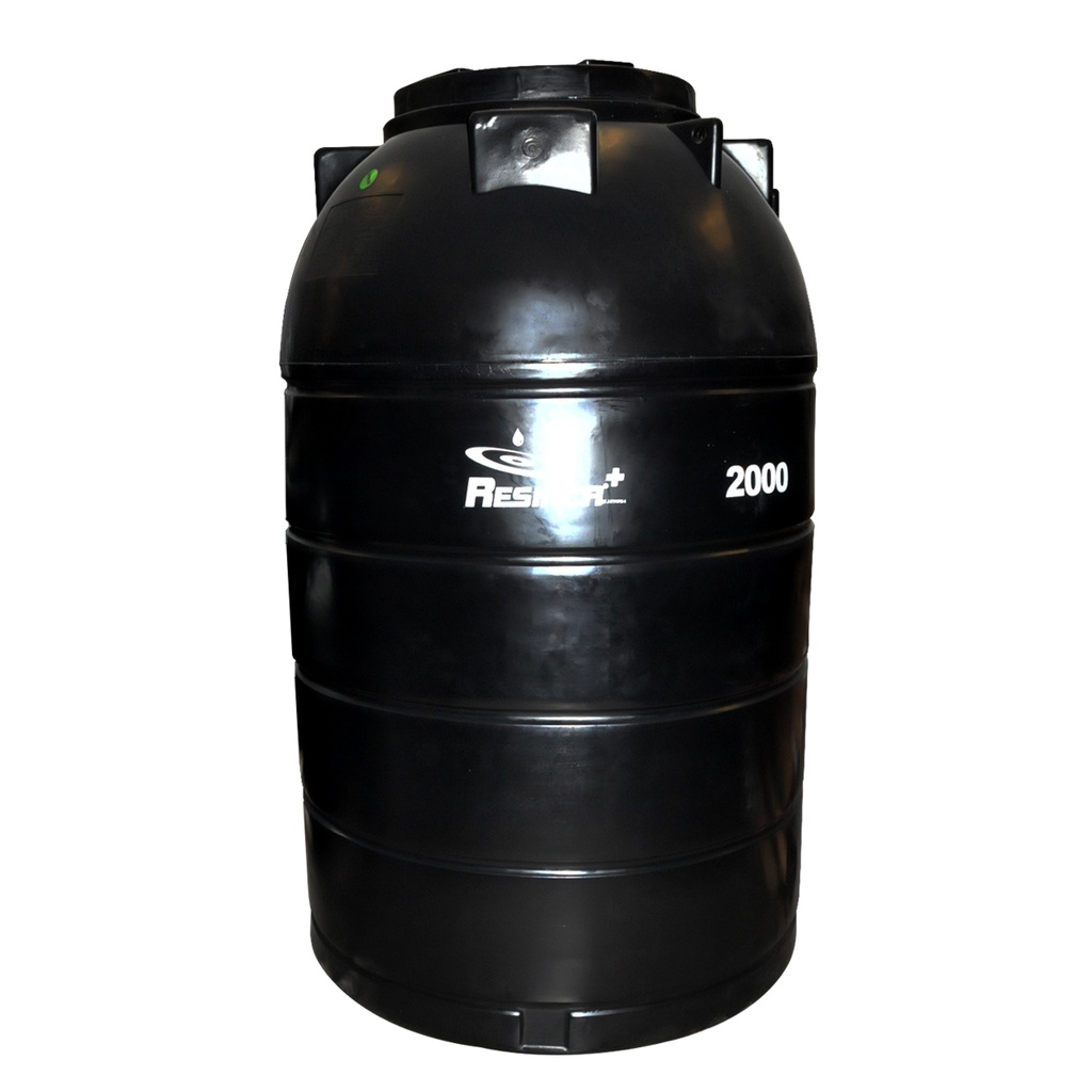 TANQUE DE AGUA CAP. 2.000 LTS MOD. JUMBO DOMESTICO (1.21 X 1.98MTS) NEGRO DOBLE CAPA MARCA RESINCA