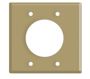 TAPA CUADRADA PARA TOMA DE POTENCIA HUECO REDONDO BAKELITA MARFIL 4 X 4 REF. KOB-147 MARCA KOBY