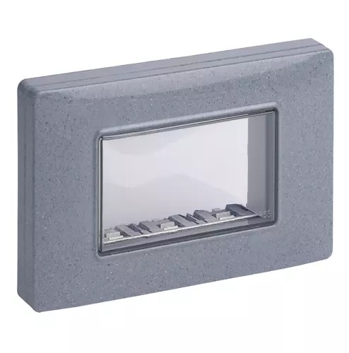 TAPA P/ INTEMPERIE IP55 3 MODULOS CENTRALES GRIS GRANITO REF.14943.14 SERIE EIKON/ PLANA MARCA VIMAR