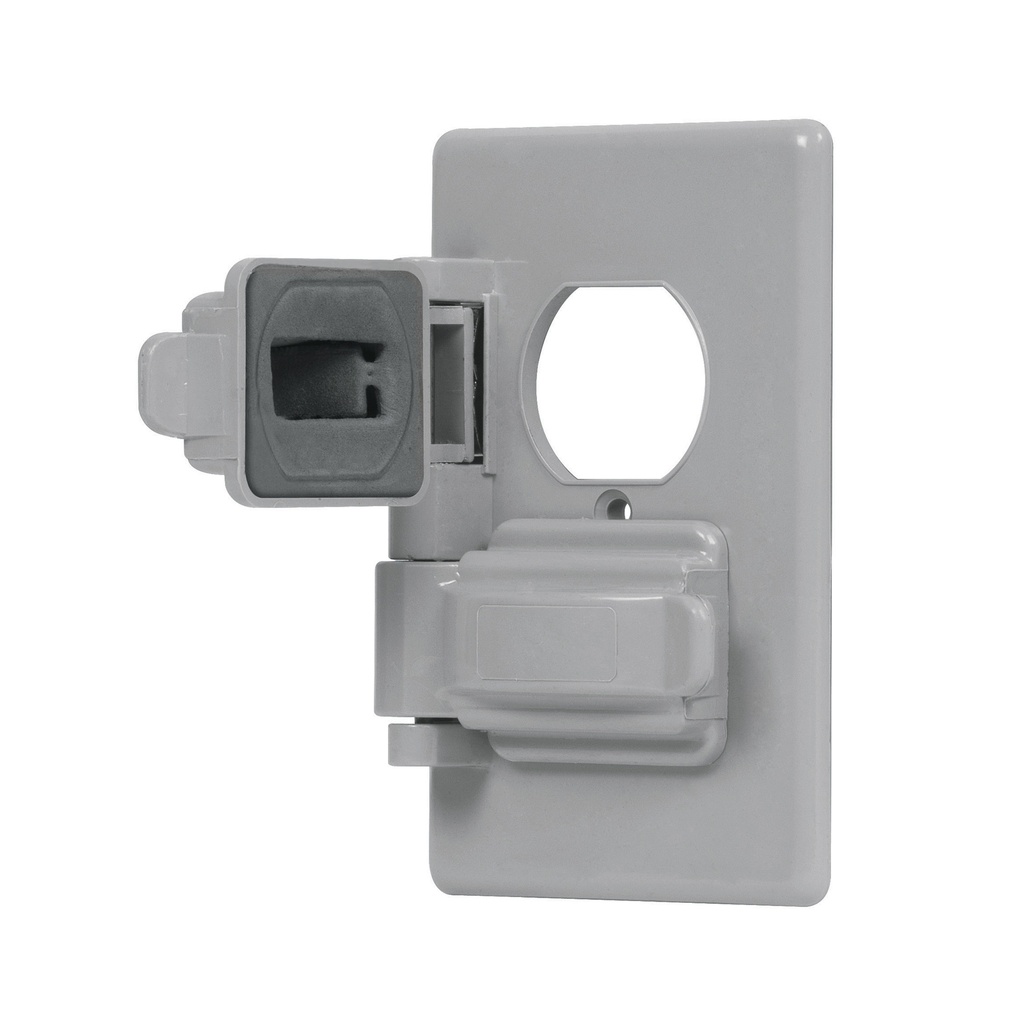 TAPA DOBLE CONTRA INTEMPERIE HORIZONTAL GRIS DE POLICARBONATO REF. 46410 MARCA VOLTECK