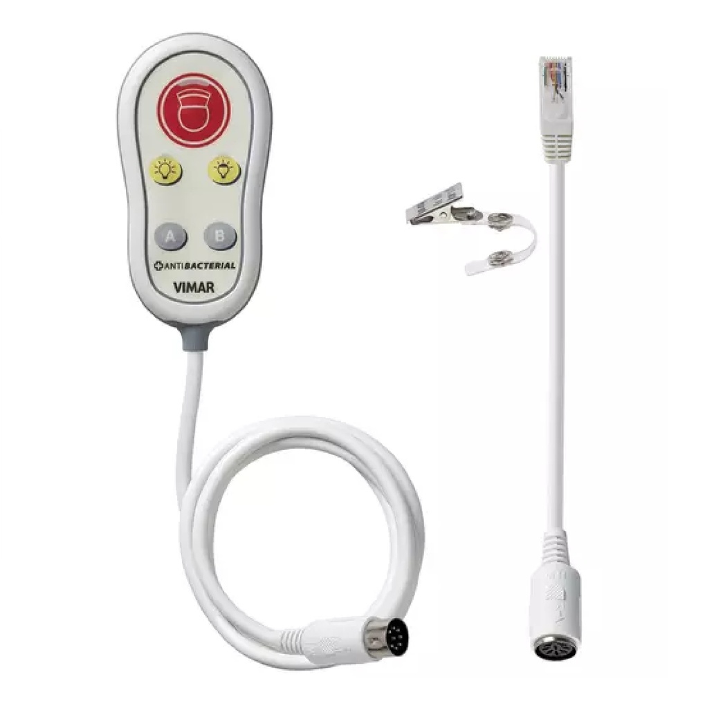 MINITECLADO / PULSADOR LLAMADA 2 LUZ + 2 AUX ANTIBACTERIAL REF. 02075.AB SERIE CALL WAY VIMAR