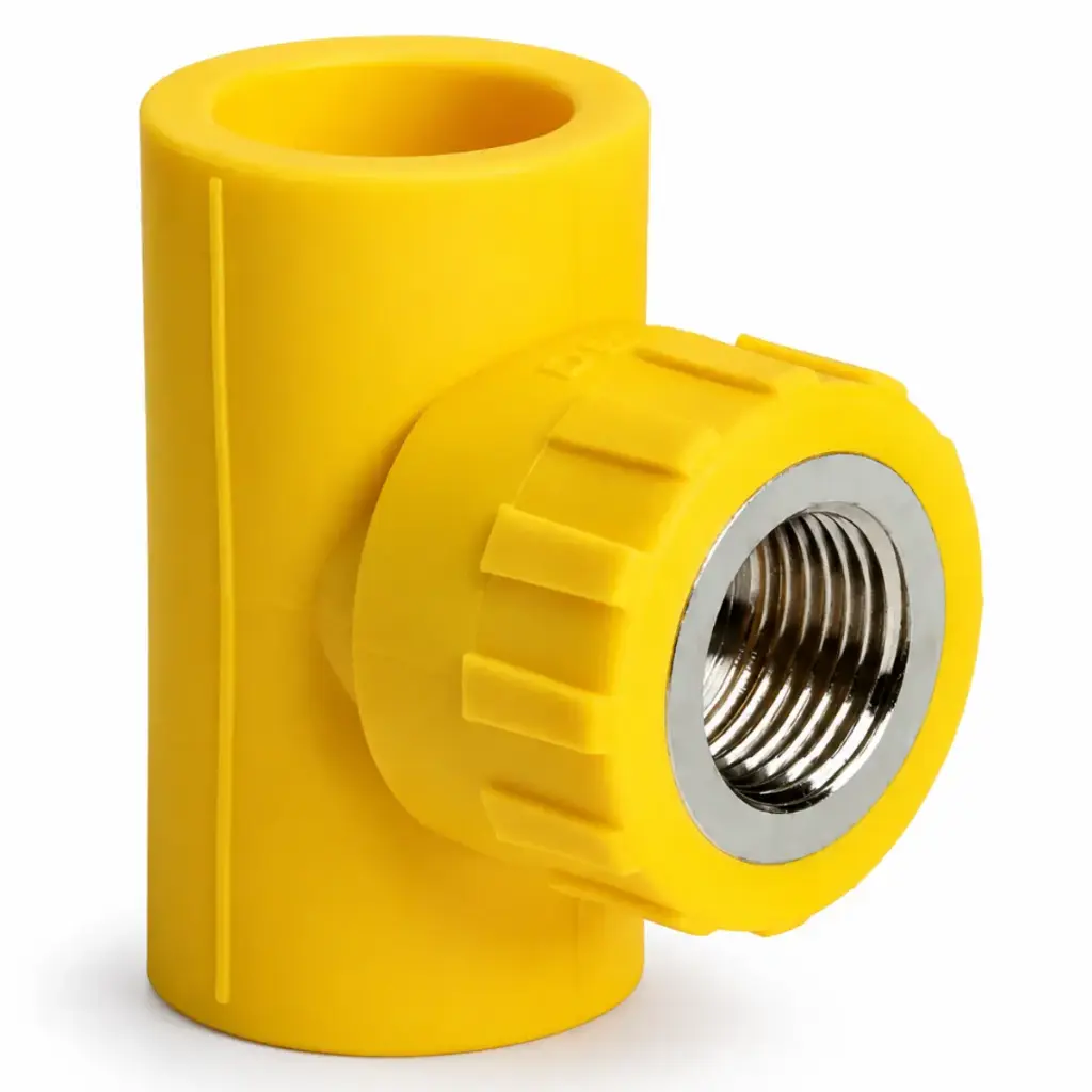 TEE CON ROSCA HEMBRA DE 20 MM X 1/2" LINEA AMARILLA REF. DSC201A MARCA DONSEN