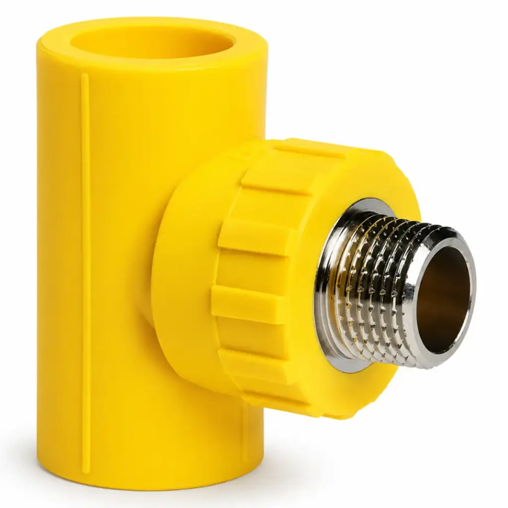 TEE CON ROSCA MACHO DE 25 MM X 1/2" LINEA AMARILLA REF. DSC302A MARCA DONSEN