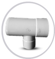 TEE REDUCIDA DE PVC PARA AGUA SERVIDA 75 MM X 50 MM ( 3" X 2" ) BLANCA TUBOMAX REF. C060050M UNITECA