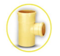 TEE REDUCIDA DE PVC PARA AGUA SERVIDA 75 MM X 50 MM ( 3" X 2" ) C-C-E AMARILLO REF. C060050S UNITECA