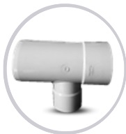 TEE REDUCIDA DE PVC PARA AGUA SERVIDA 110 MM X 50 MM ( 4" X 2") BLANCO TUBOMAX REF. C060061M UNITECA
