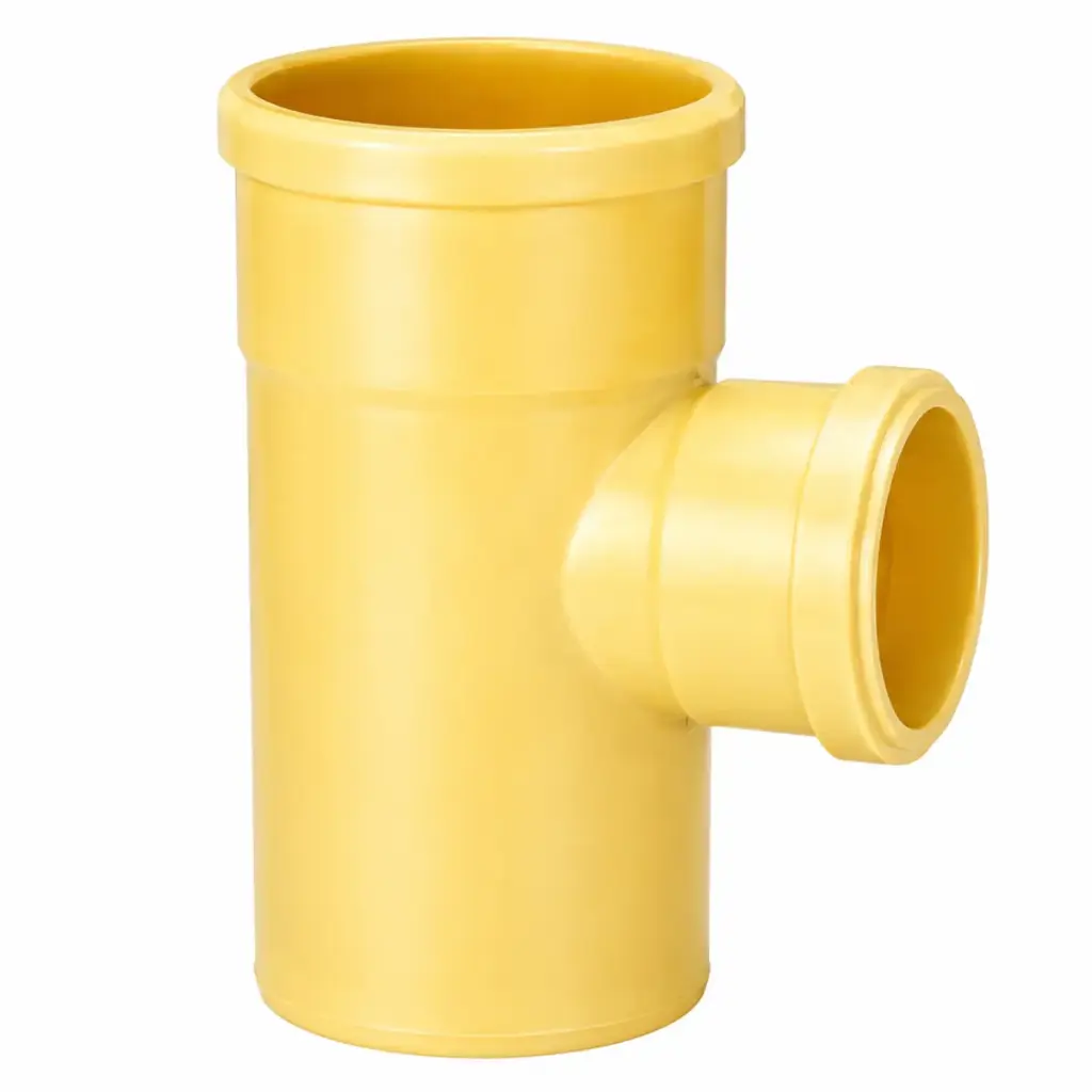 TEE REDUCIDA DE PVC PARA AGUA SERVIDA 110 MM X 75 MM ( 4" X 3") C-C-E AMARILLO REF. C060063S UNITECA