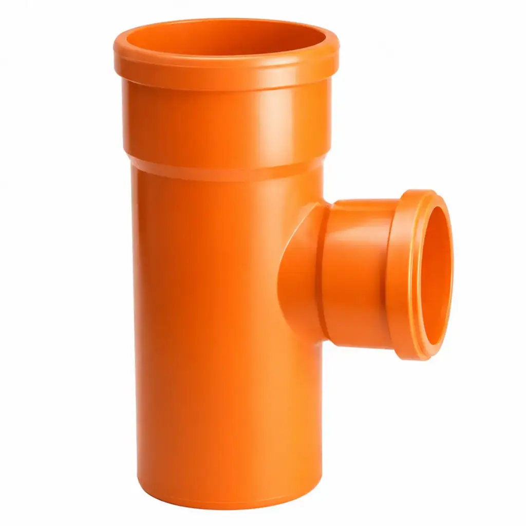 TEE REDUCIDA REFORZADO PVC AGUA SERVIDA 110MM X 50 MM ( 4" X 2" ) C-C-E NARANJA REF. C061061 UNITECA