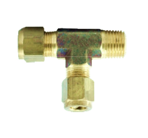 TEE DE COMPRESIÓN - LATON / DIAMETRO DE TUBO X NPT 3/8X1/8" REF. 71-FV-12X04 MARCA VENEPRO