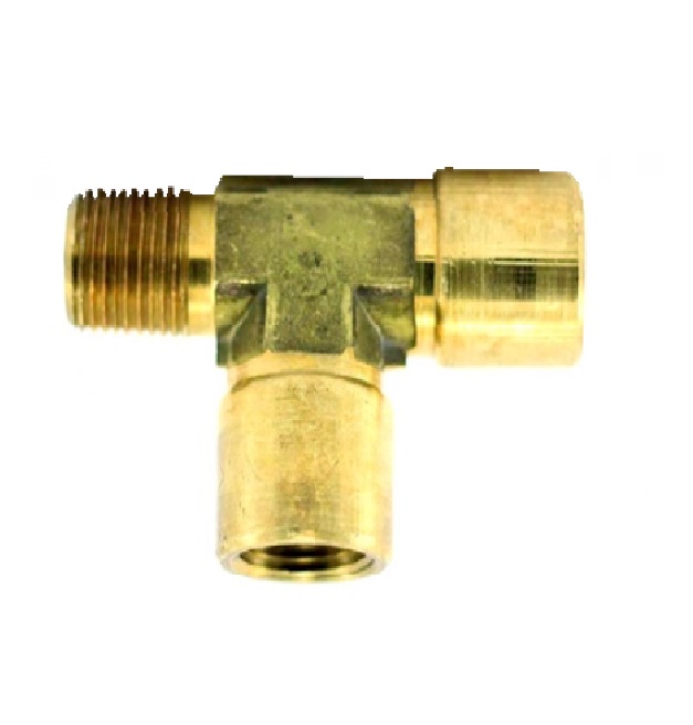 TEE DE LATON HEMBRA - MACHO ROSCA NPT 3/8" REF. 127-BV-12 MARCA VENEPRO